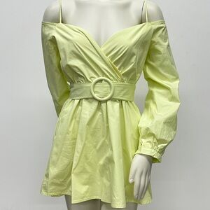 Elegant Long Sleeve Yellow Dress